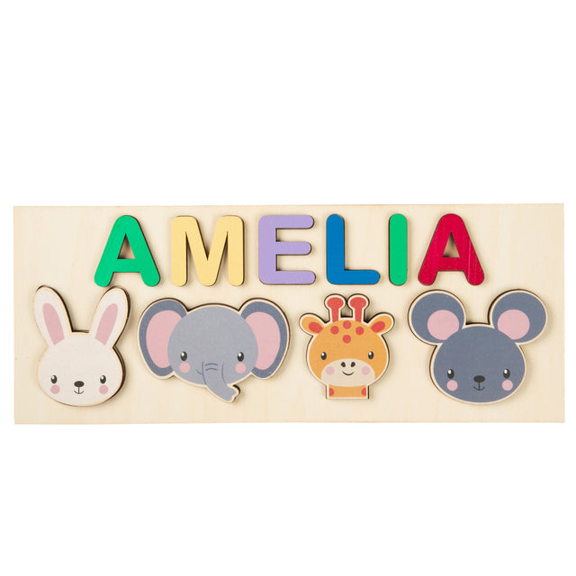 Personalized Wooden Animal Custom Name Puzzle