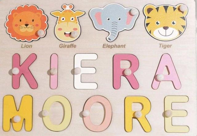 Personalized Wooden Animal Custom Name Puzzle