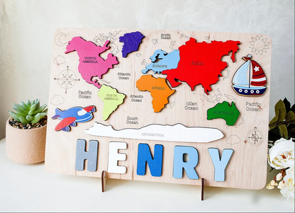 Personalized Wooden Animal Custom Name Puzzle