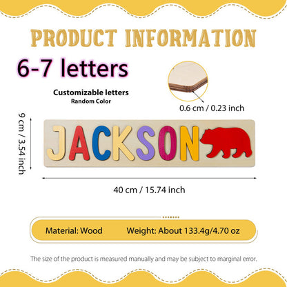 Personalized Wooden Animal Custom Name Puzzle